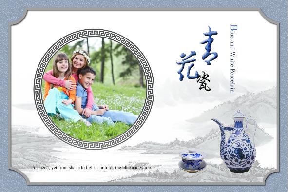 Family photo templates Blue and White Porcelain